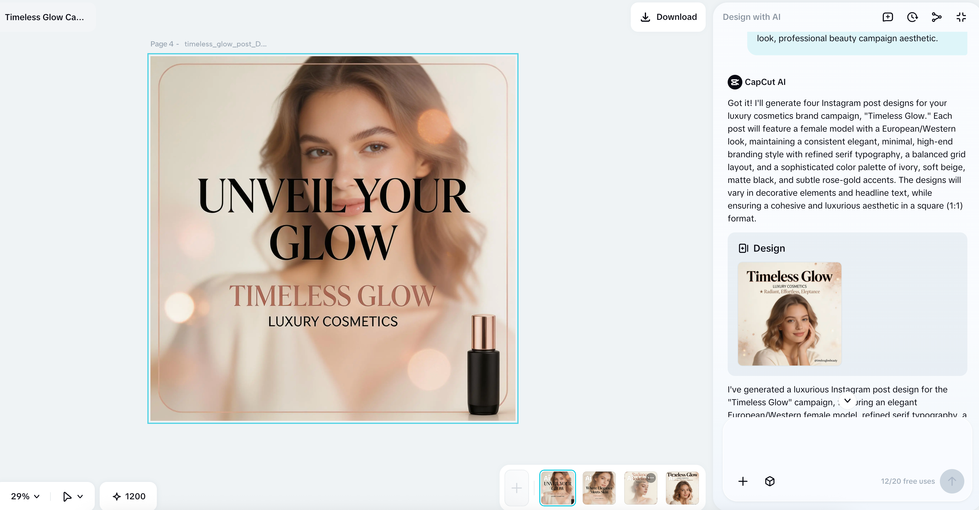 CapCut AI design for Instagram post