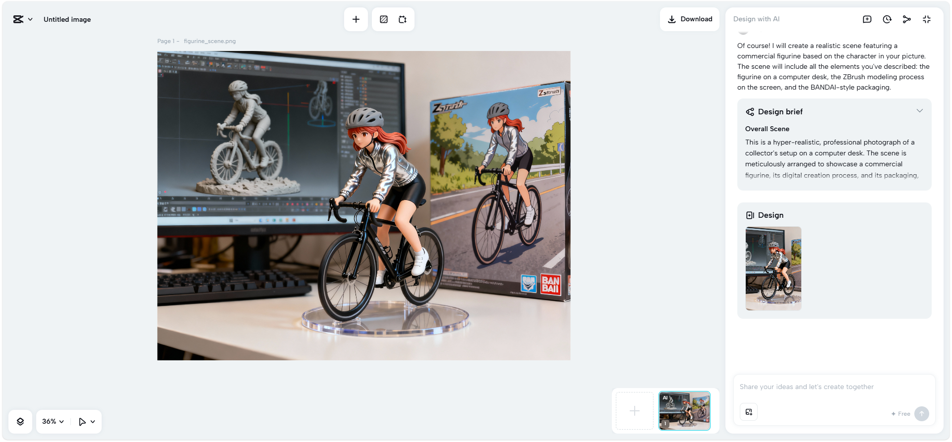 Процес перетворення зображення в 3D модель у CapCut Web в дії.
