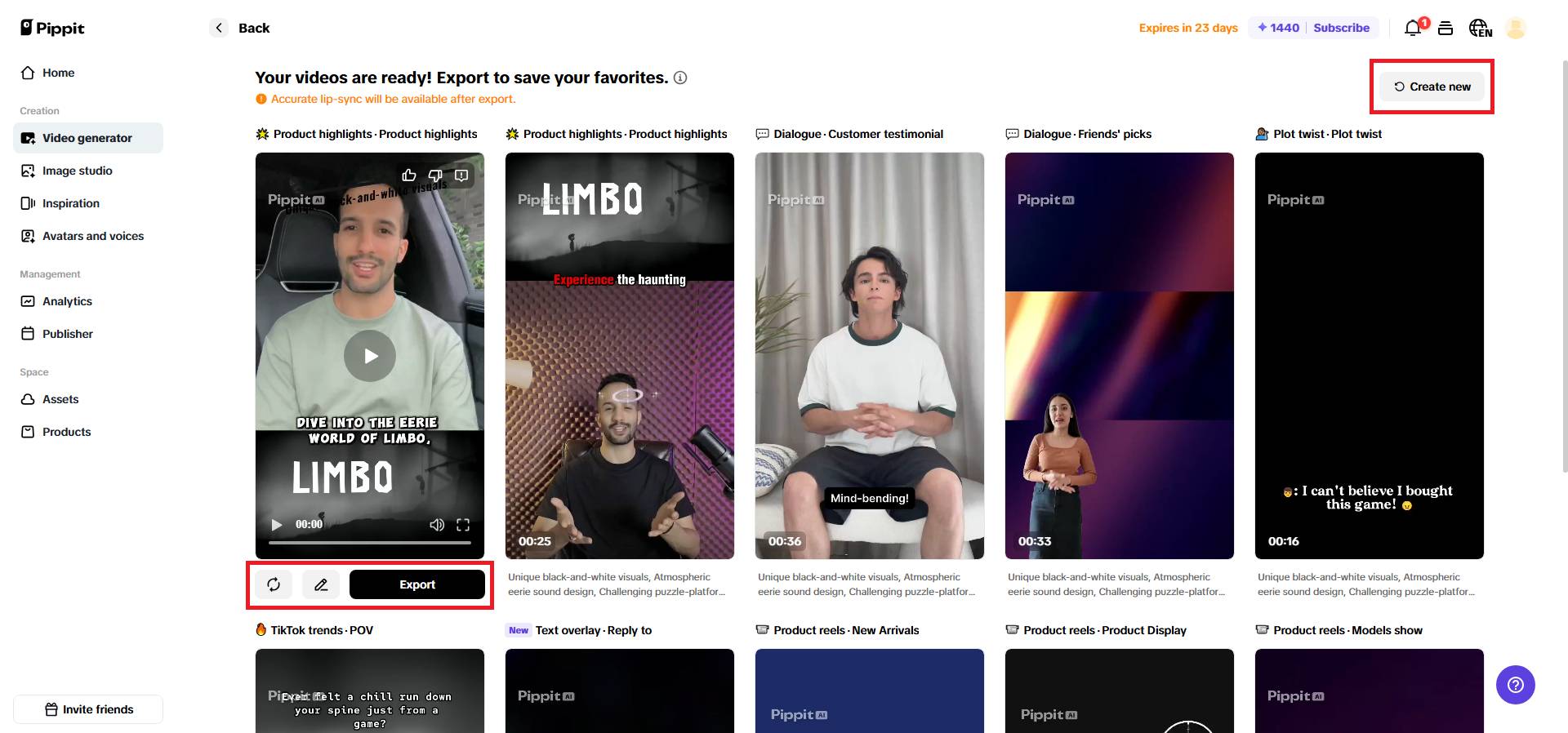 Change, edit, or export your video