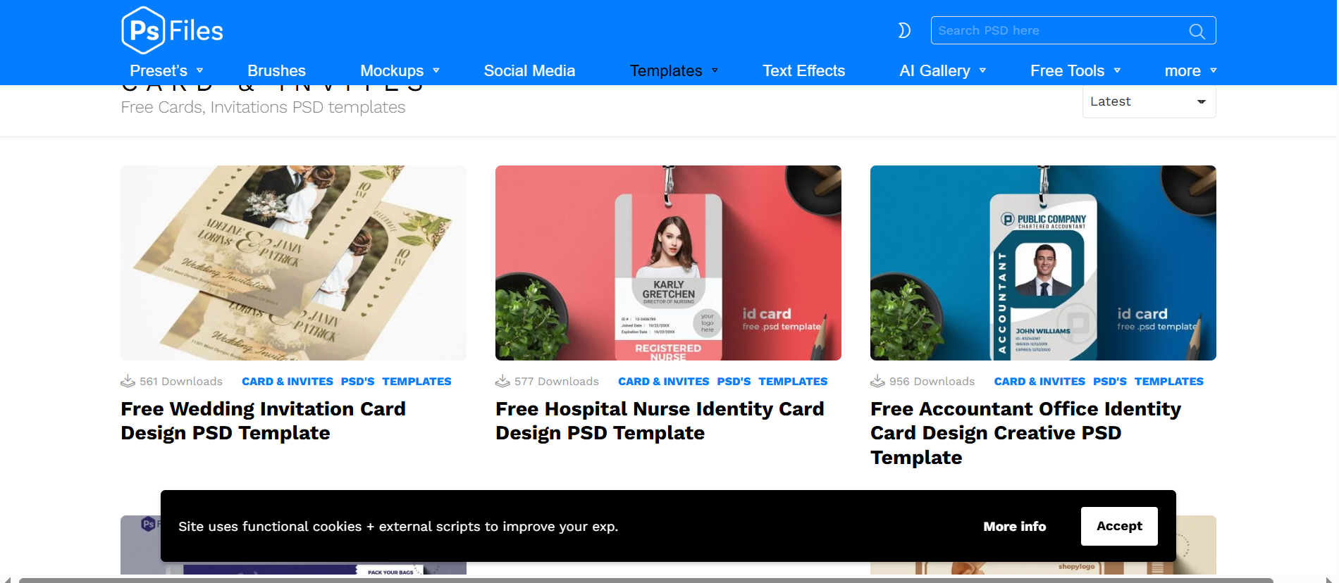 PsFiles - website to download PSD templates for free