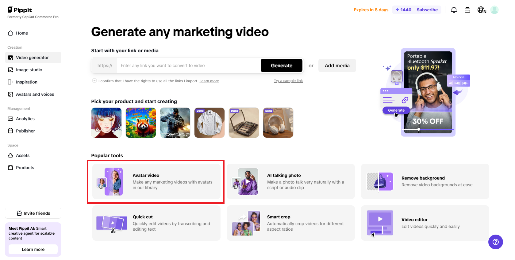 Access the "Avatar Video"