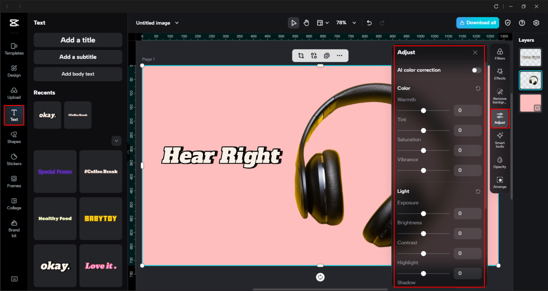 Ajustar as cores da imagem com o editor de vídeo para desktop CapCut