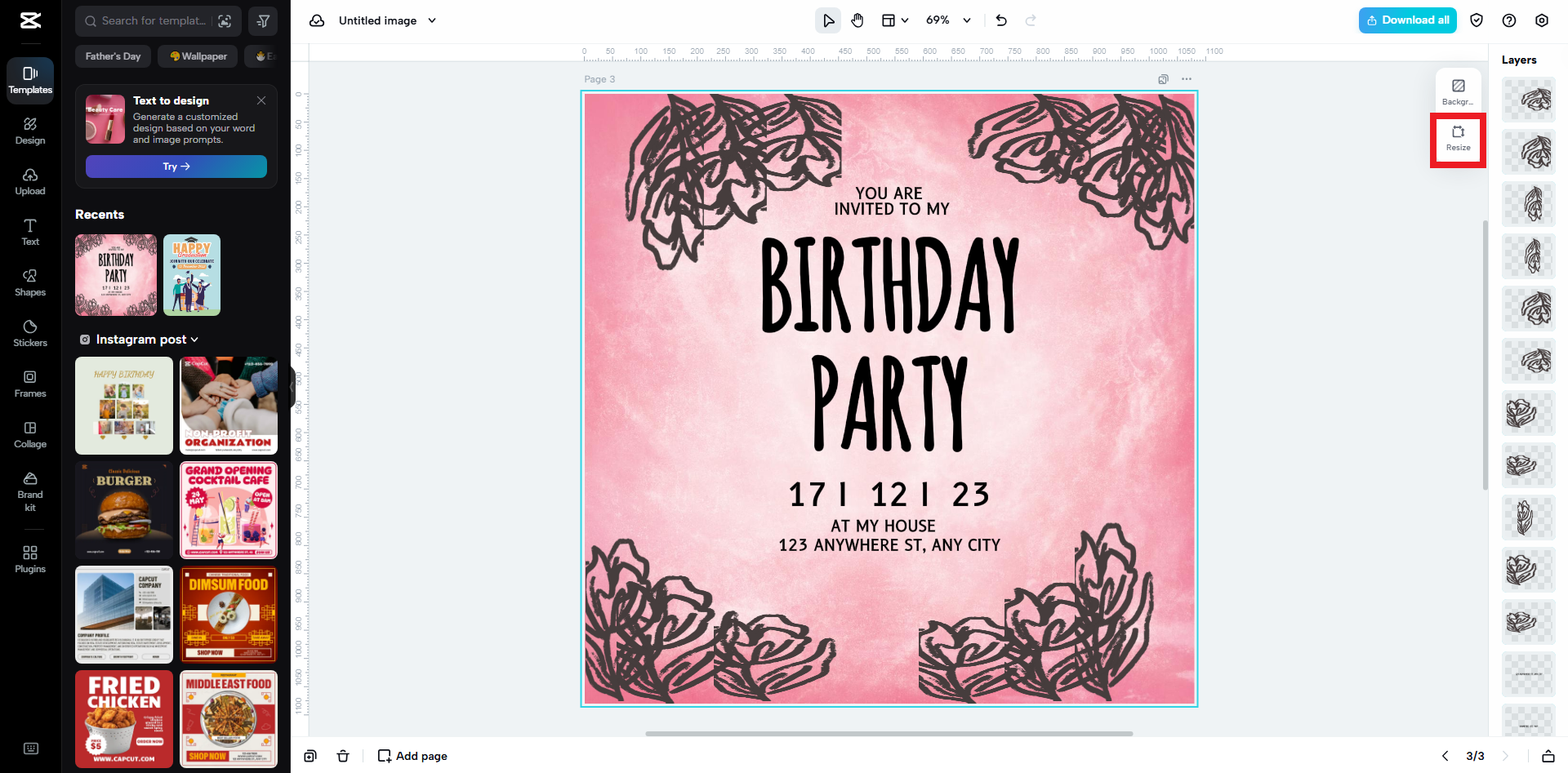 Proceed to resize your image