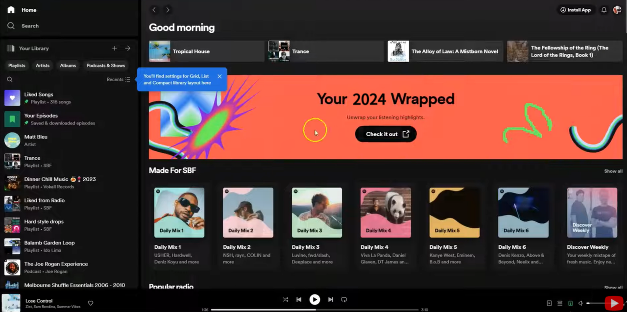 Imej menunjukkan Spotify Podcast berbalut pada desktop
