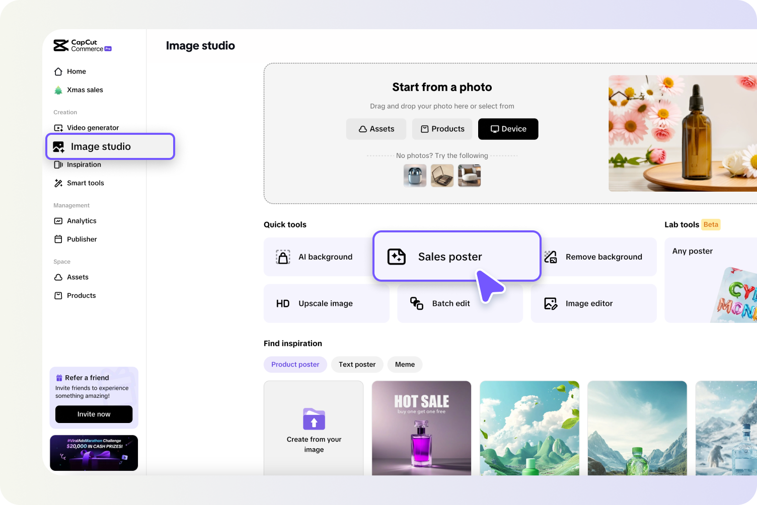 description=The Pippit Image Studio interface showing the 'Batch edit' button. A user is dragging a folder of images into the upload area.