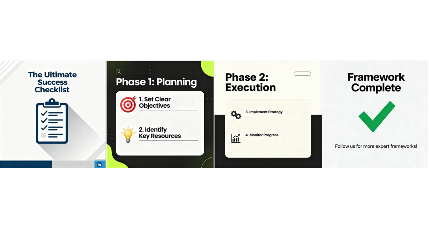 Gráfico en carrusel de LinkedIn con lista de verificación o marco