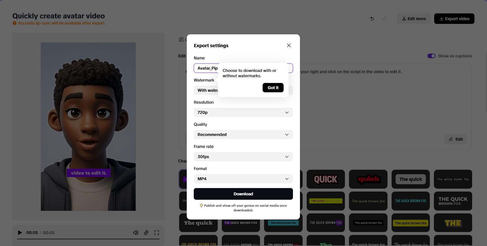 Download the digital character