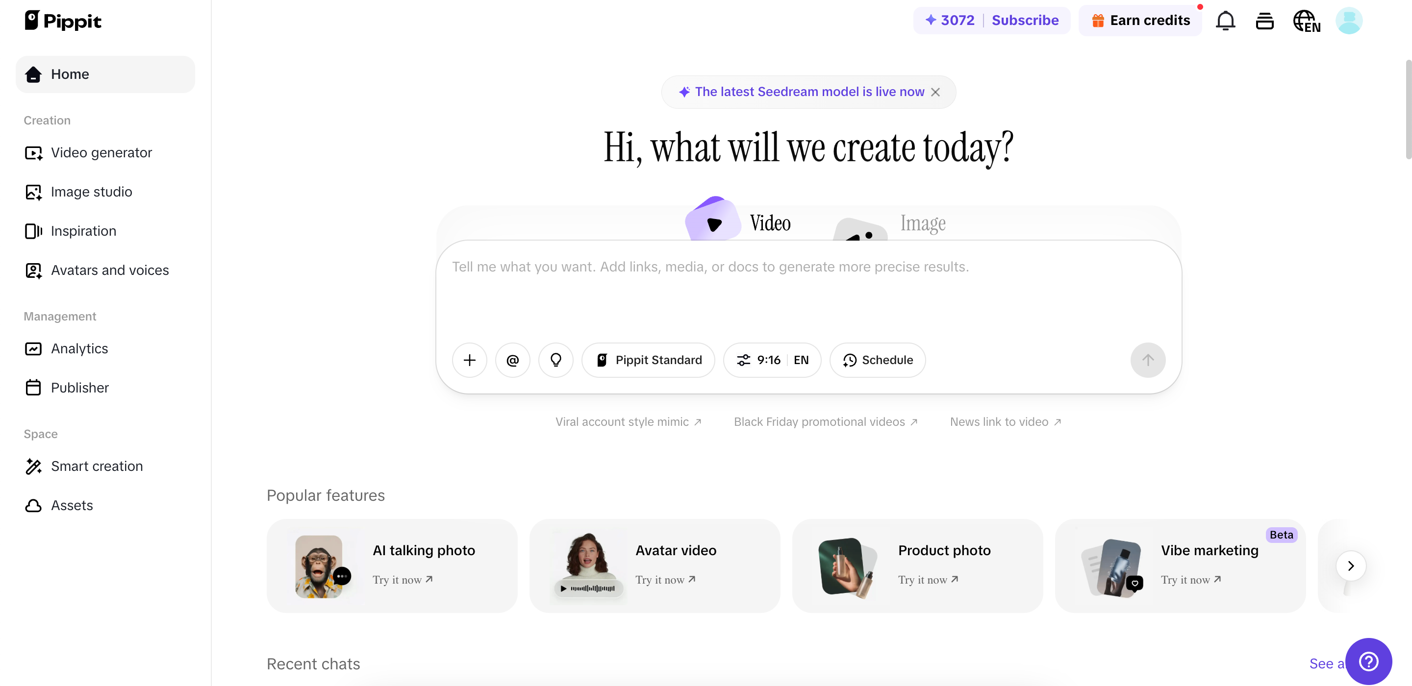 Pippit home page