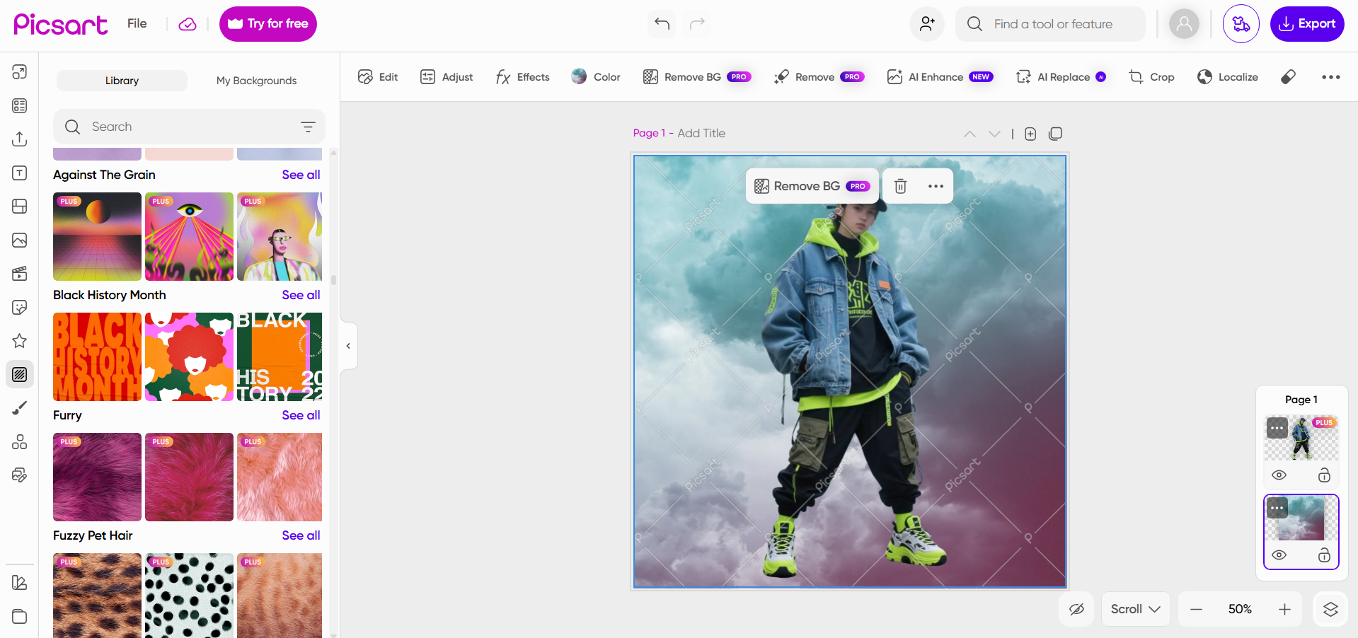 Picsart background replacement tool