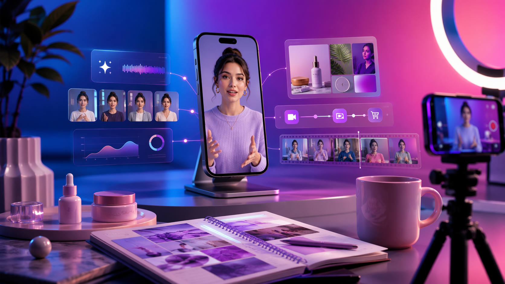 AI Avatar Product Demo premium AI social video workflow visual for Pippit creators