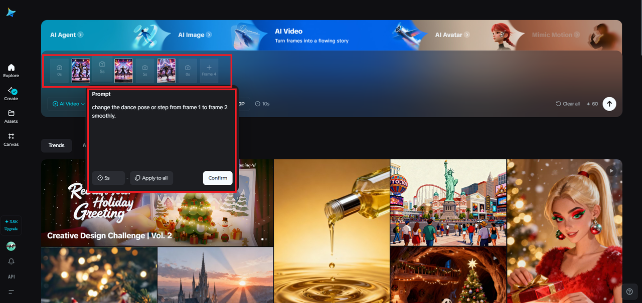 Multiframes feature