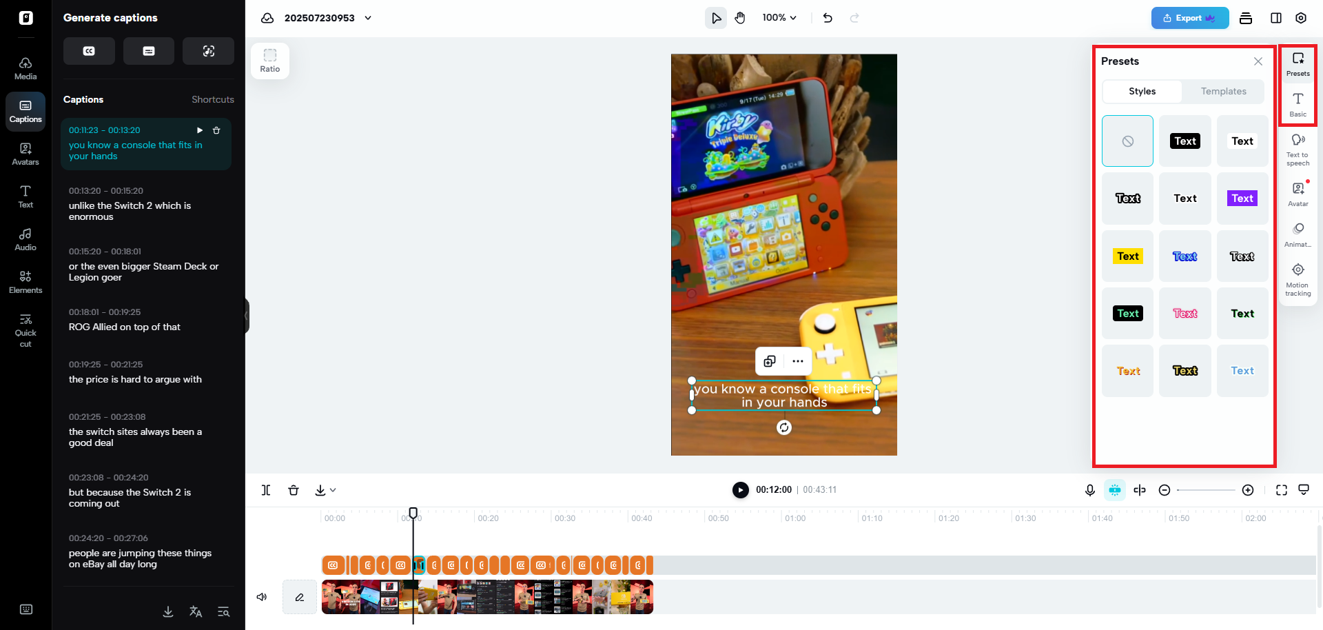 Customizable text styles and flexible subtitles