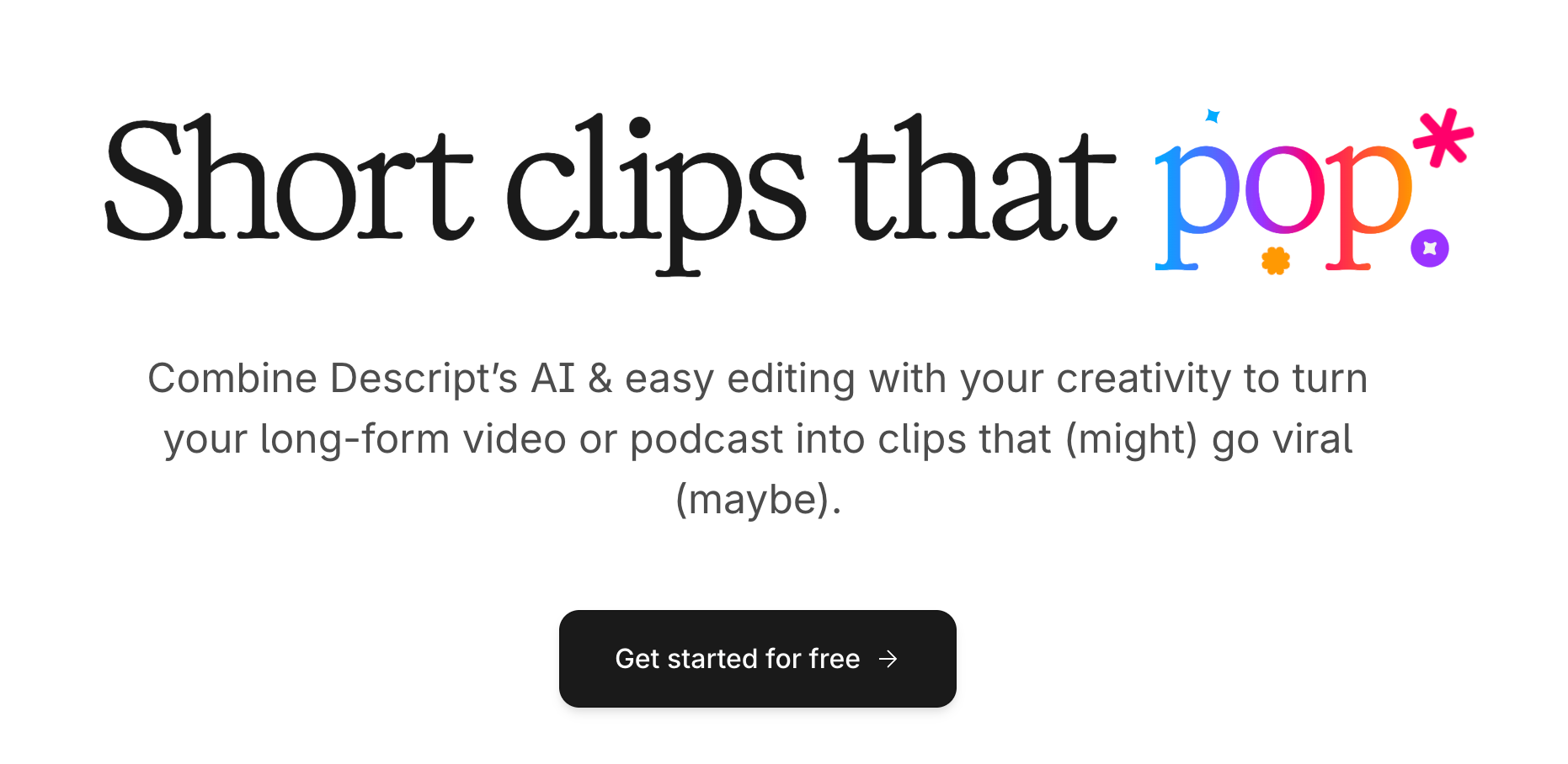 Descript's Long Video to Shorts Convertor