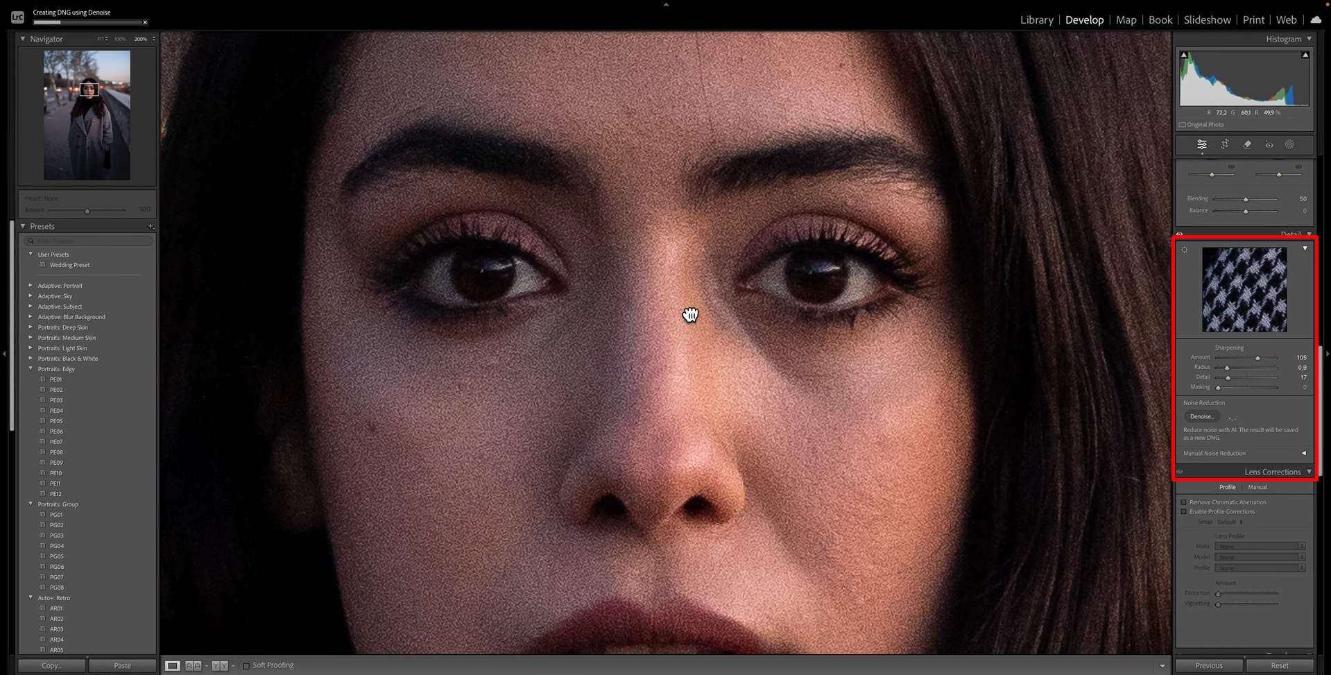 Enhancing detail in Adobe Lightroom photo editing software