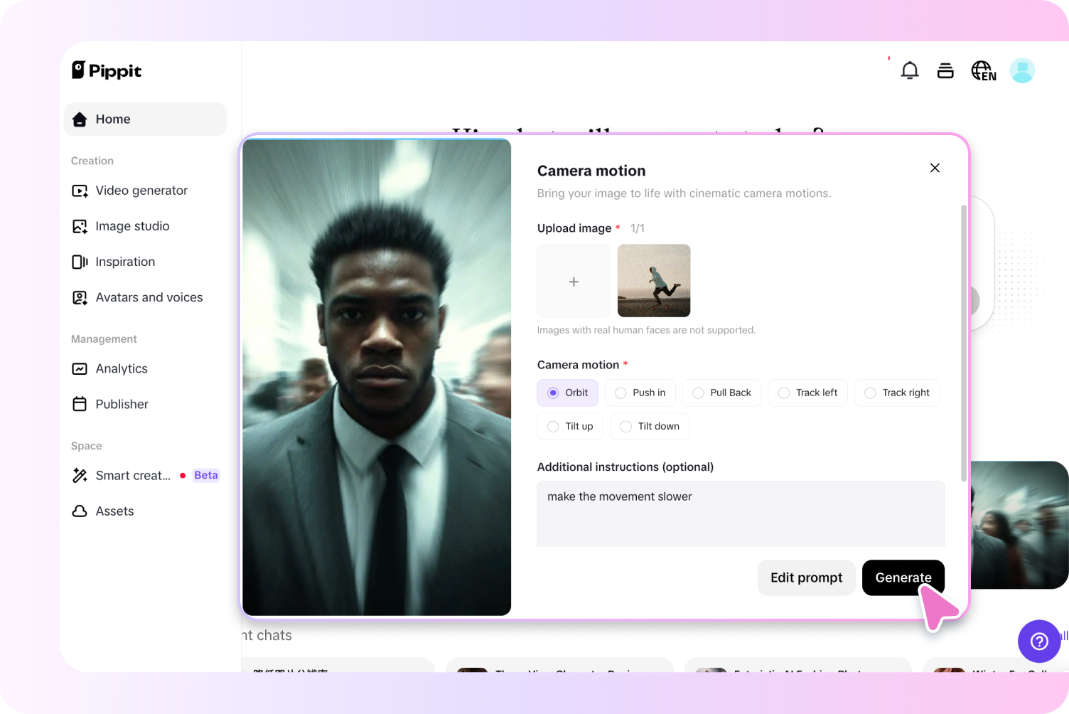 Step 2: Upload your image and select your motion