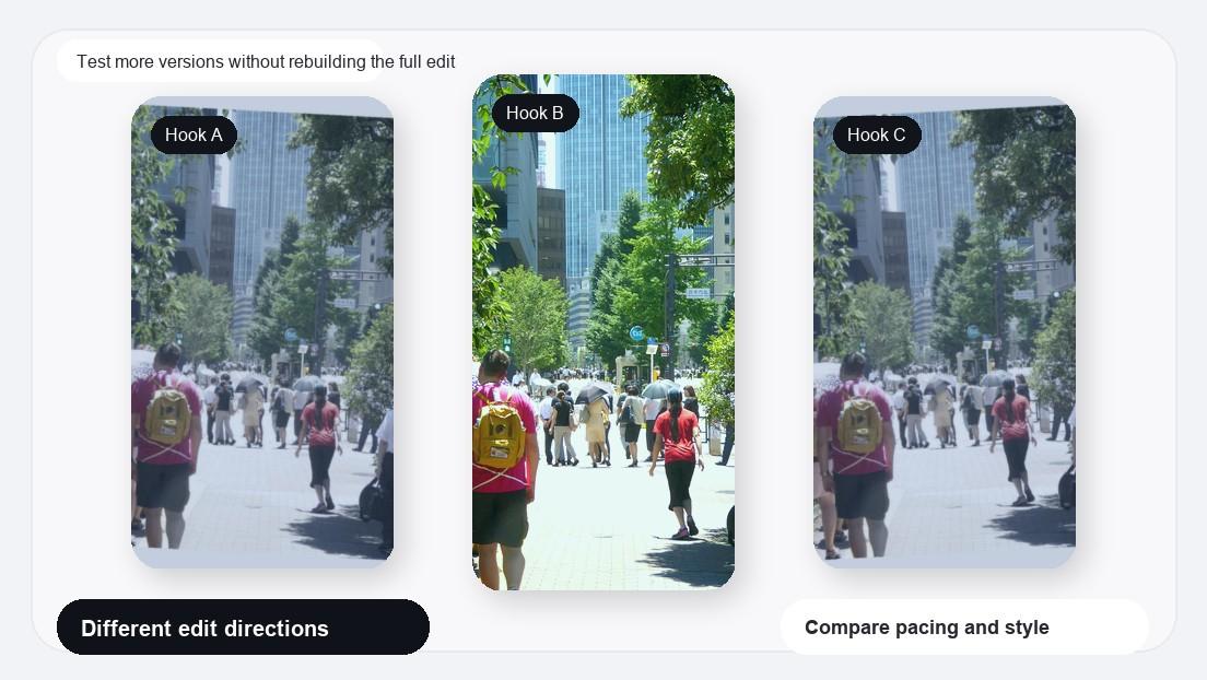 „Where Are You Now Travel Montage Video Maker“ realistische Abbildung, um mehr Versionen zu testen, ohne den gesamten Schnitt neu zu erstellen