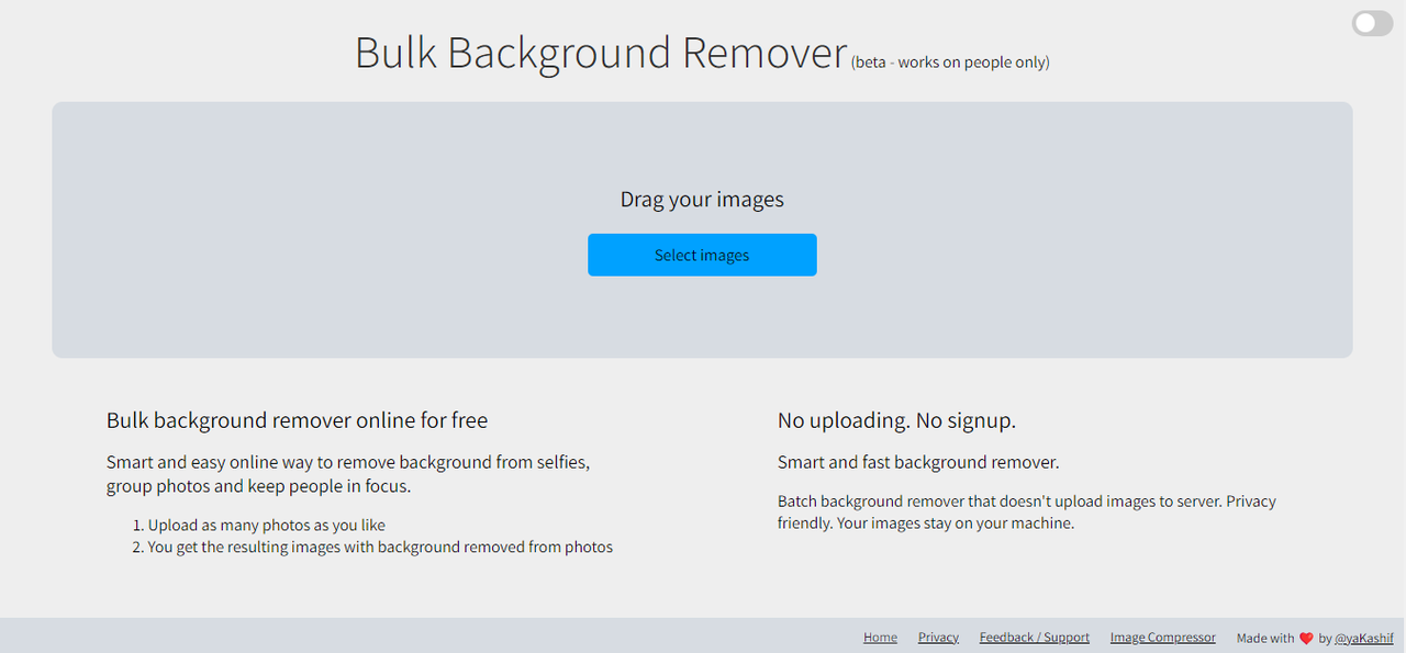 อินเทอร์เฟซของ Bulk Background Remover