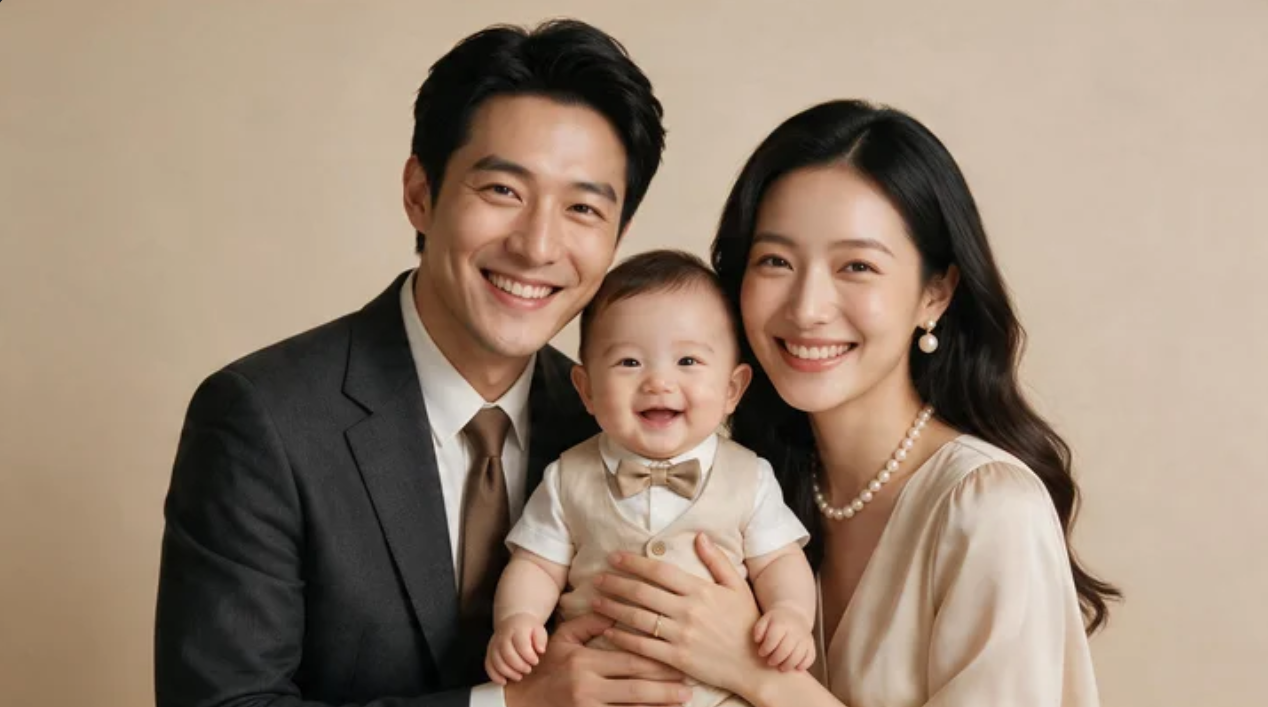Prompt for a beautiful family studio profile picture