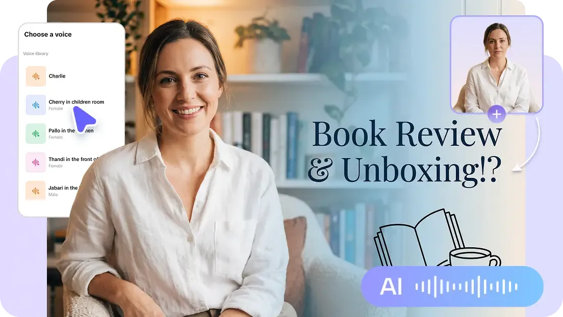 Grid of four AI avatars with unified lighting, color, and framing, subtle arrows hinting at batch export of avatar sets.