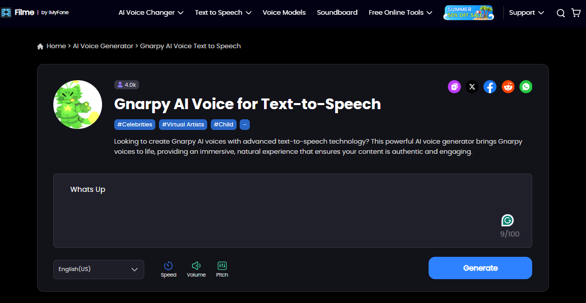 iMyFone Filme - a Gnarpy AI voice changer