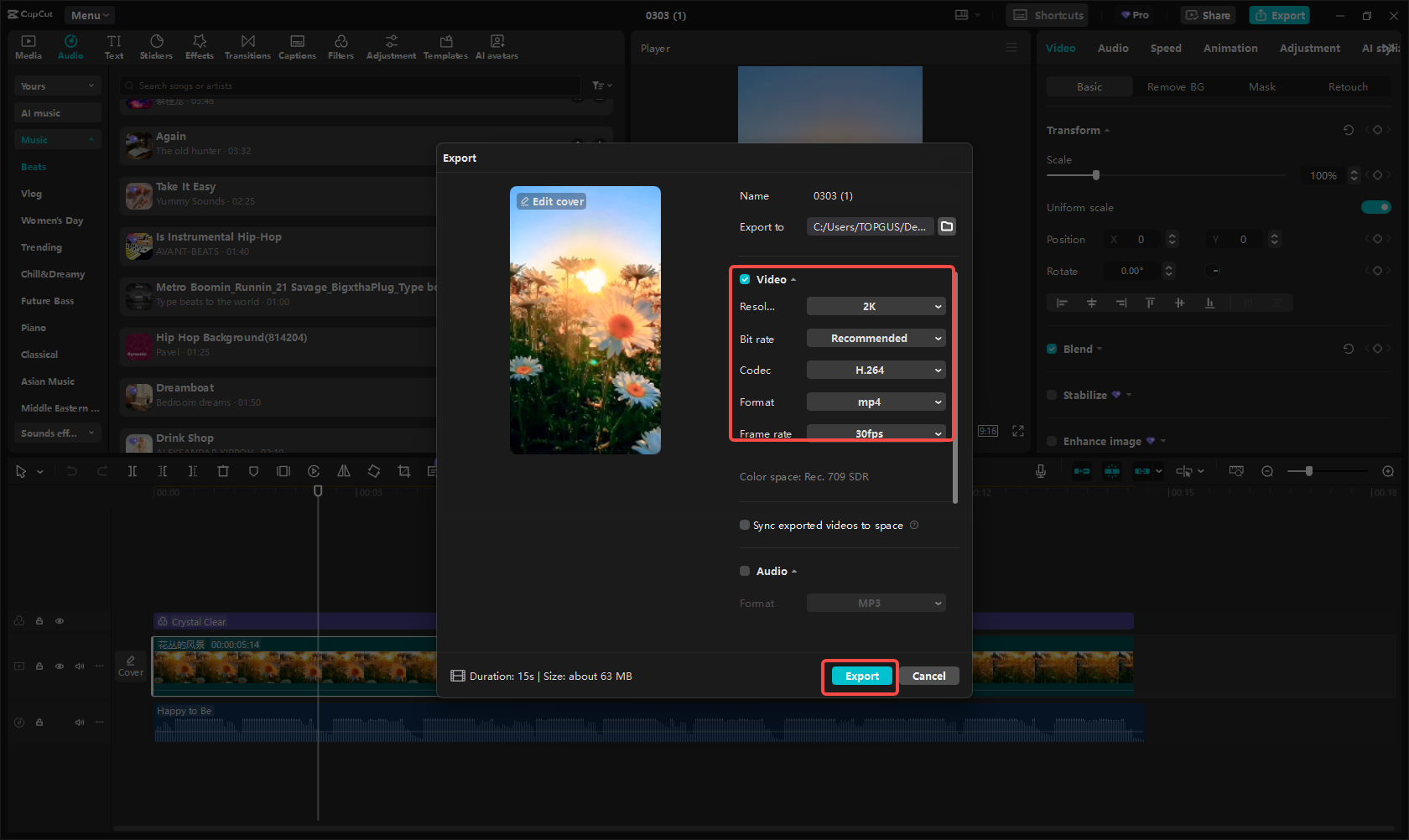 Export the Reel/Story