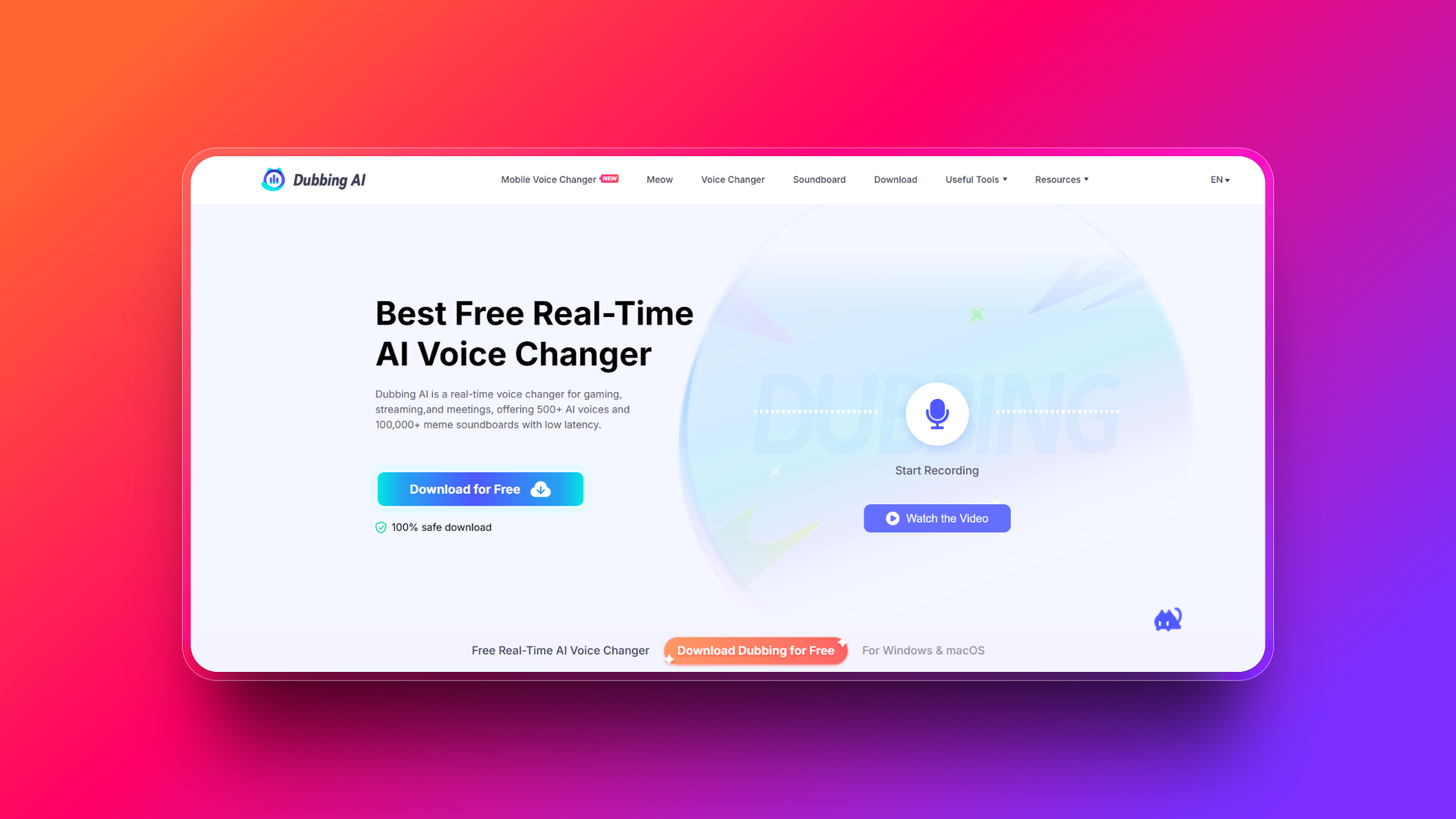 Real-time na voice changer mula sa Dubbing AI