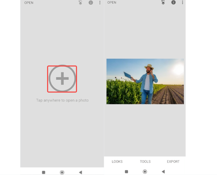 Opening Snapseed and selecting your photo