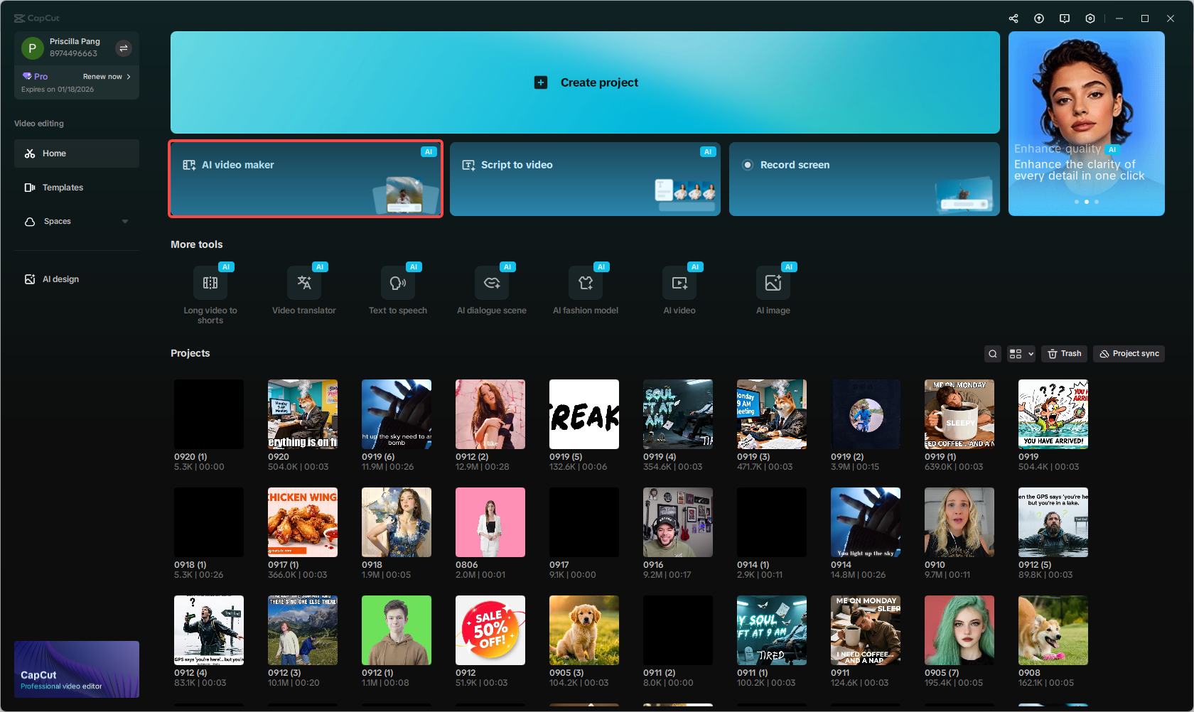 Access the AI video maker