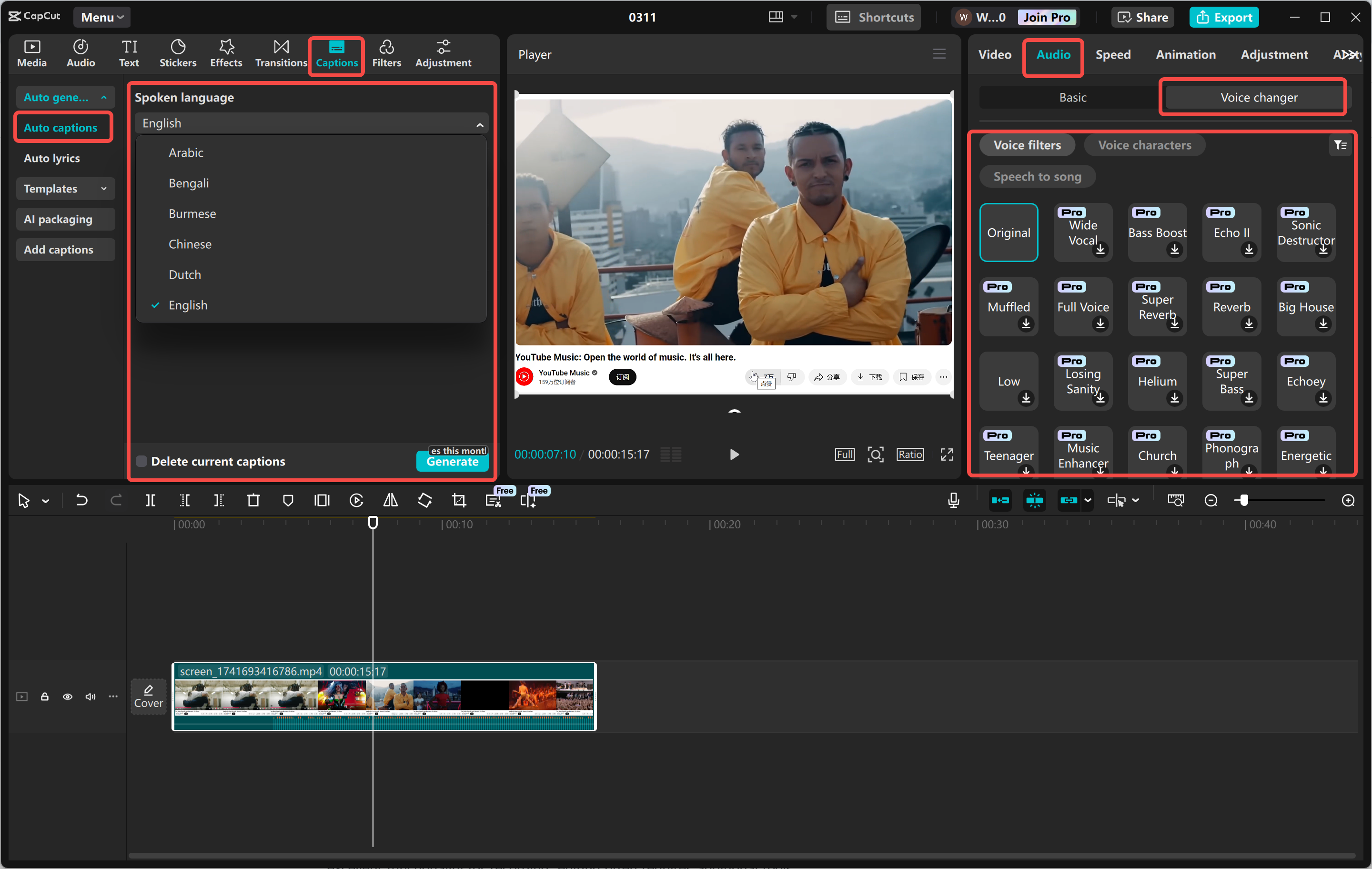 Editing screen recording in the CapCut desktop video editor