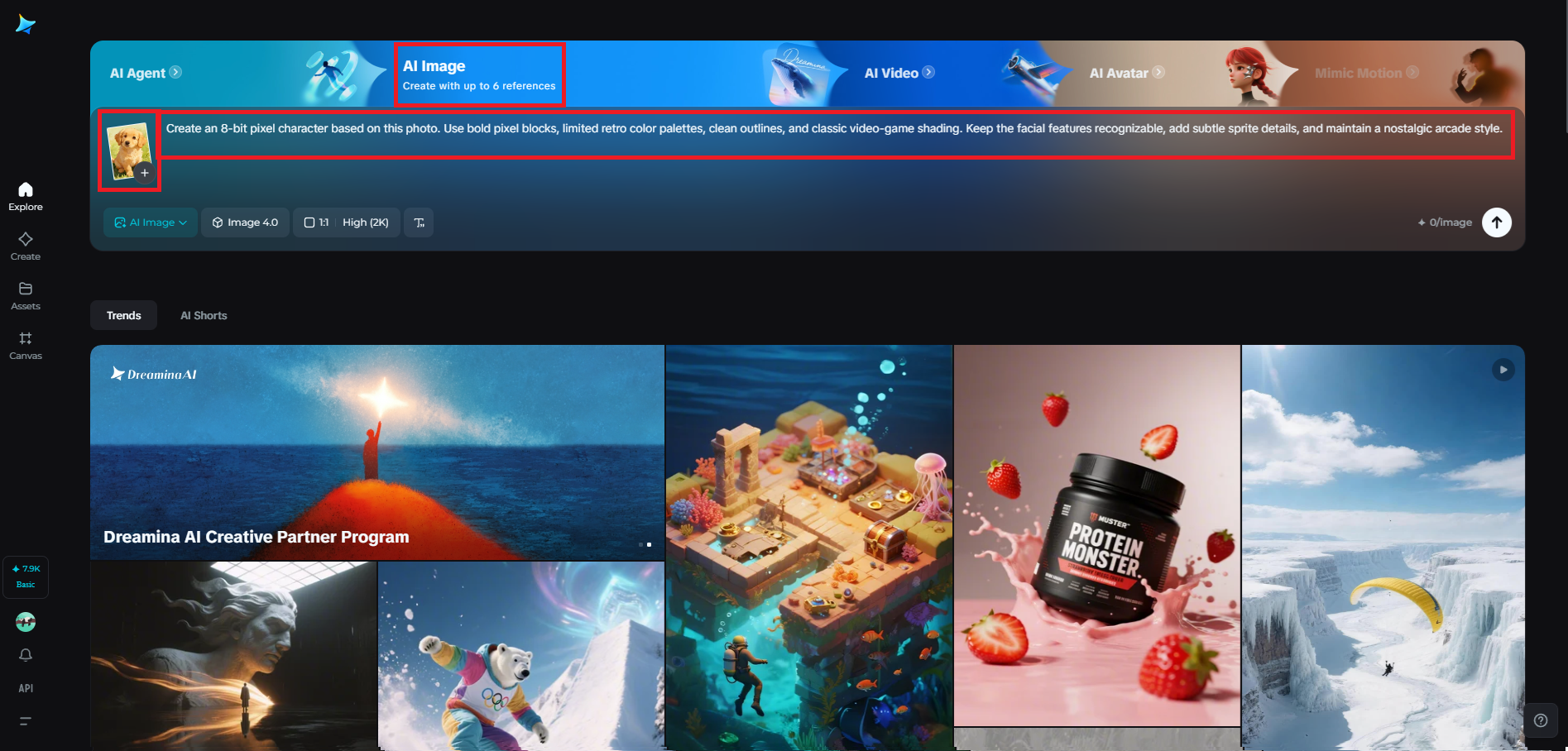 Încărcați o fotografie și scrieți promptul pentru arta pixelată