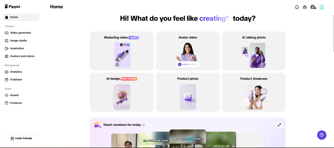 Pippit home page