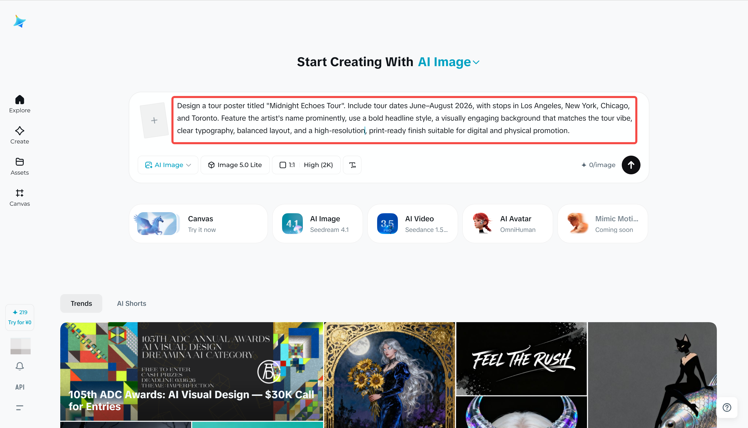 Escribe una indicación para un diseño de póster de gira.