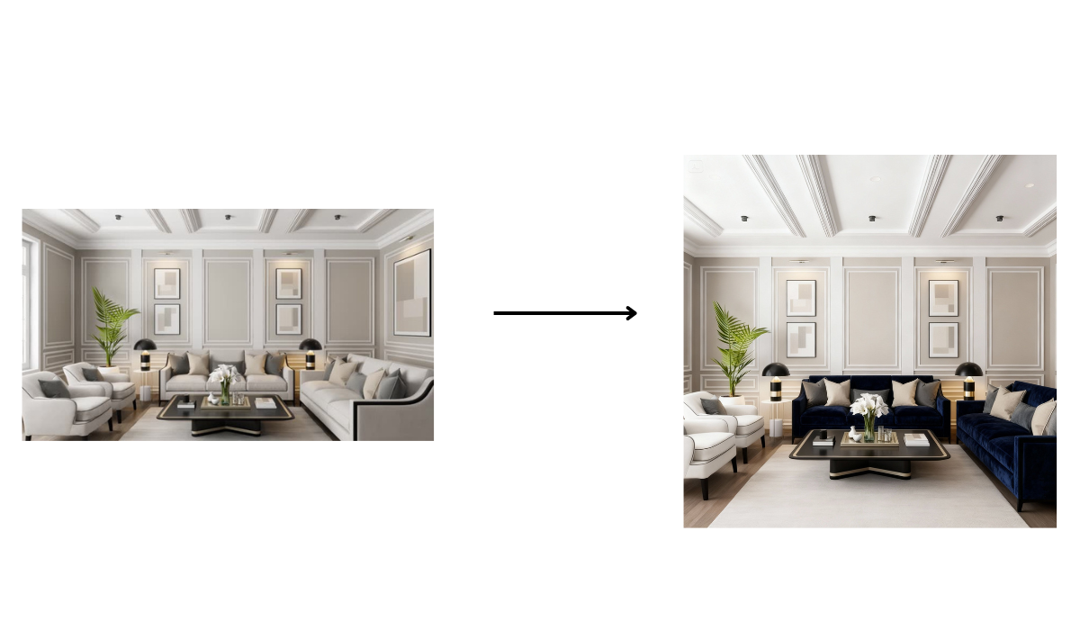 Visualização de decoração de interiores