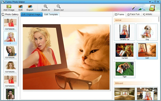 Interface of Funny Photo Maker - the best funny photo maker free download