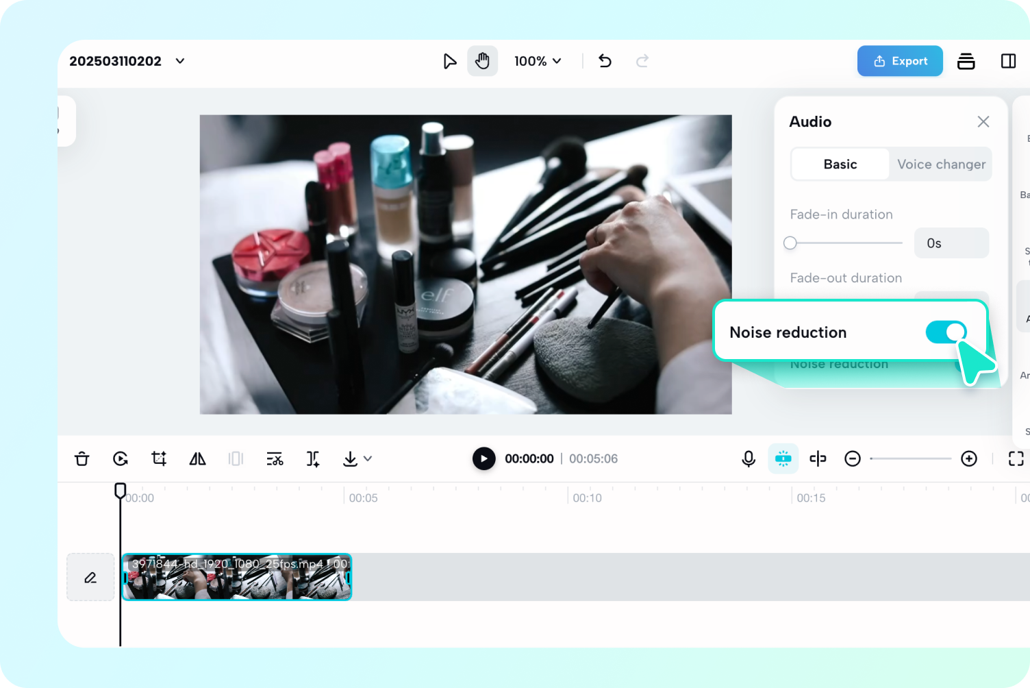 Select video & apply noise reduction