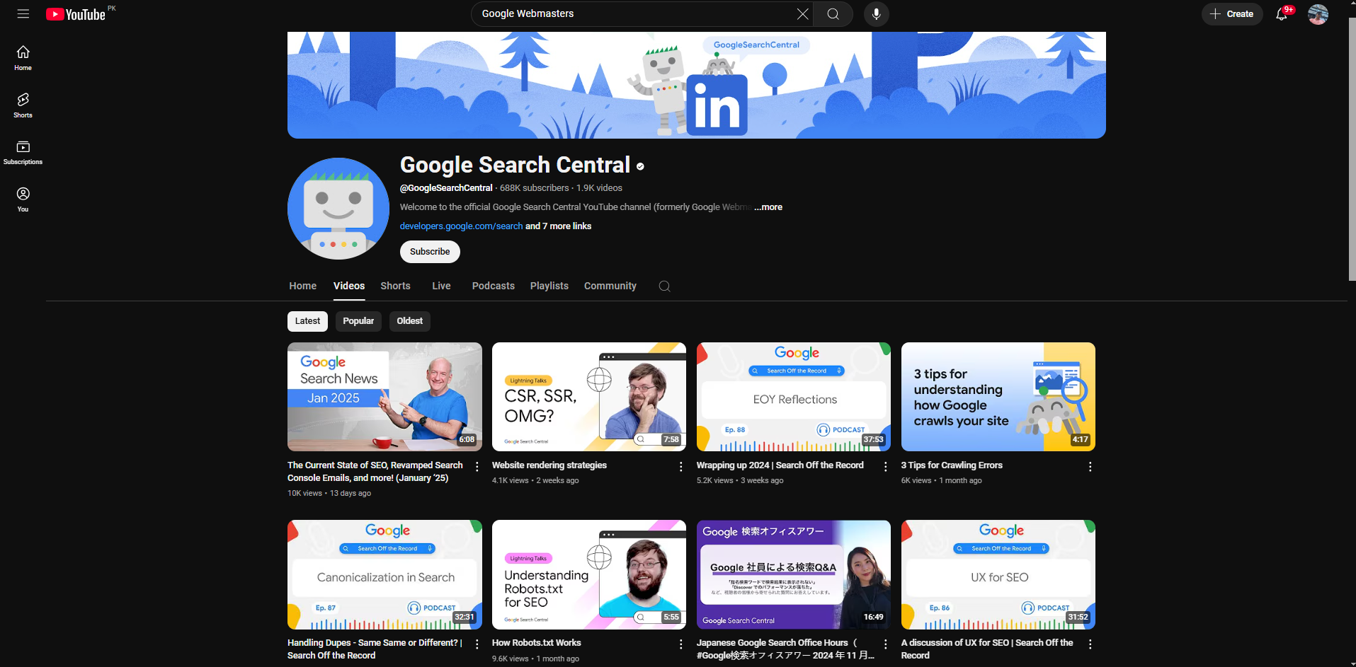 Google Webmasters - la meilleure chaîne de piratage de croissance YouTube