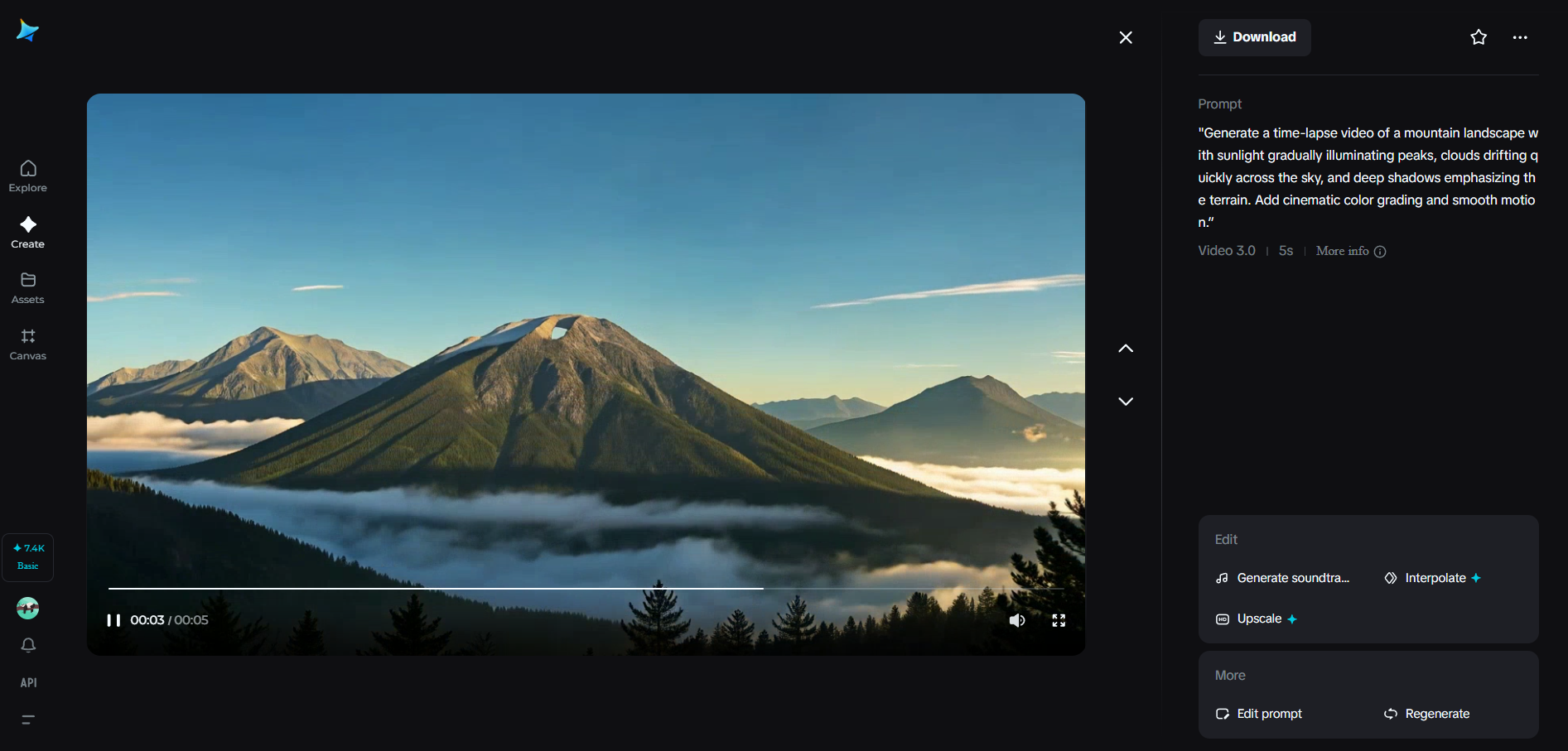 A mountain landscape time-lapse images
