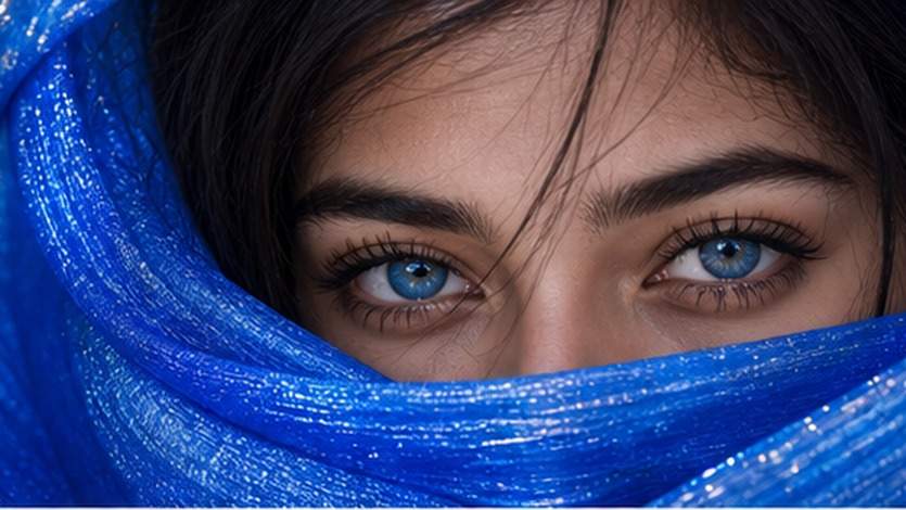 Blauer Hintergrund Augen Fotobearbeitung Aufforderungen Beispiel 2