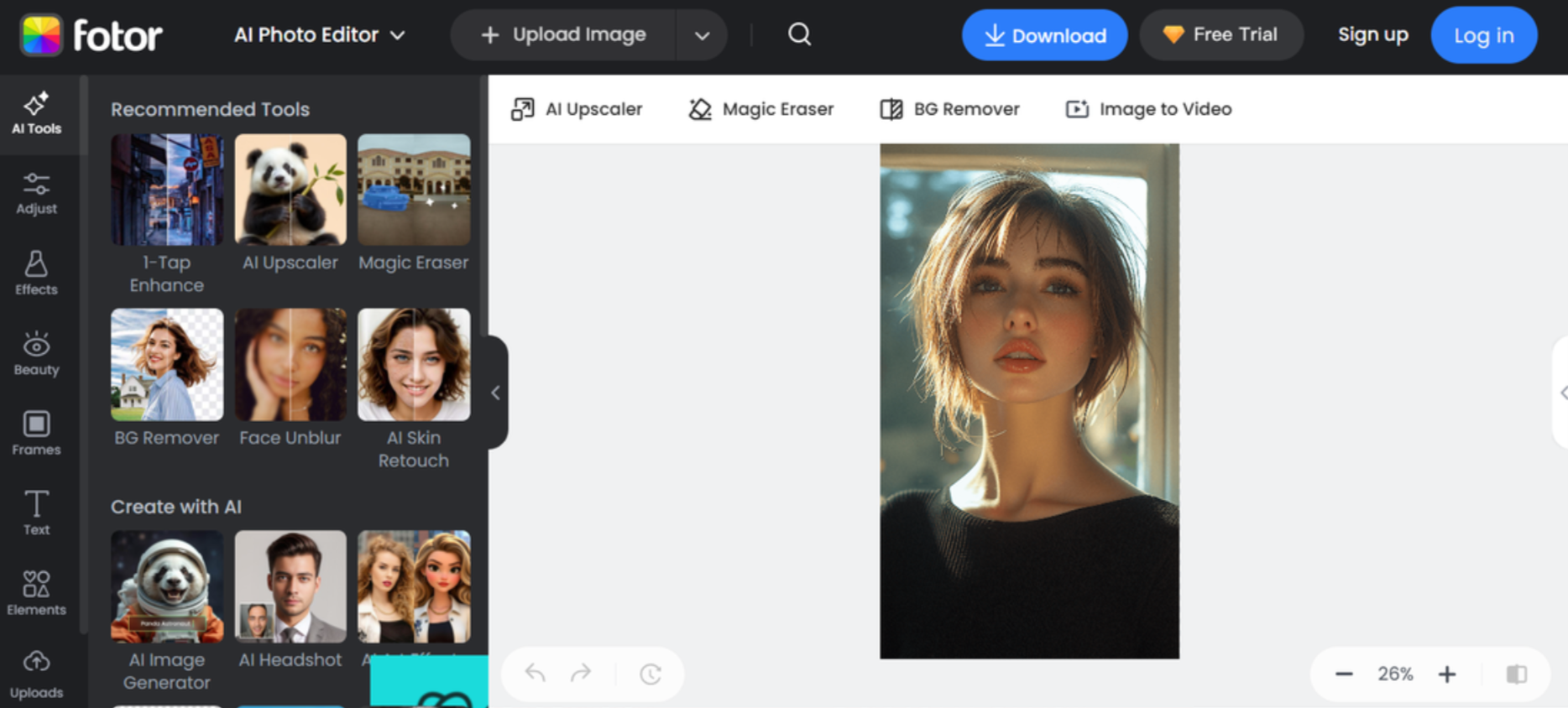 Fotor-Schnittstelle - kostenloser einfacher Fotoeditor für PC und Mac