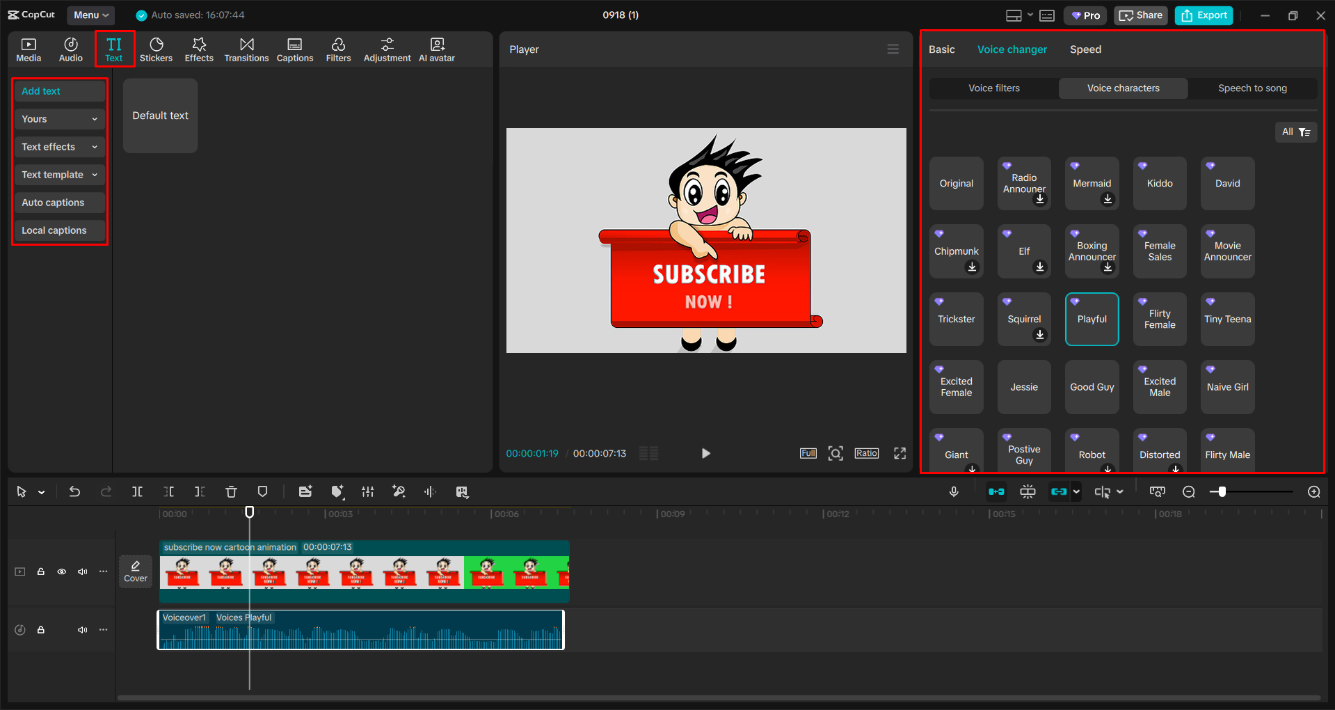 Застосування голосових ефектів за допомогою настільного відеоредактора CapCut