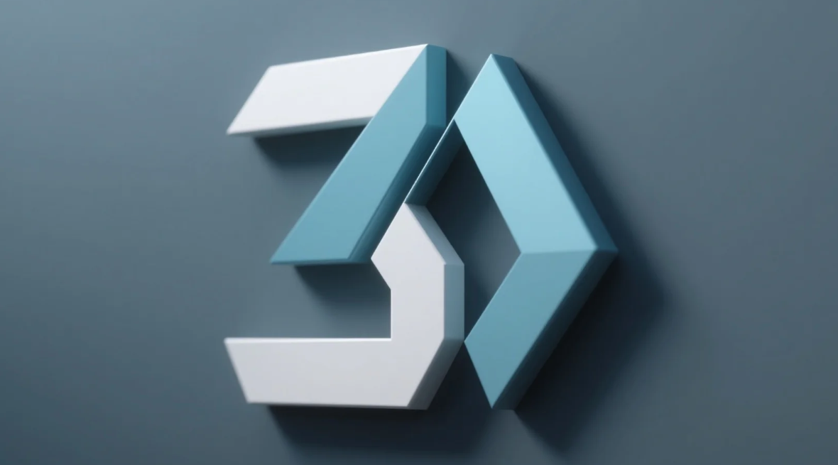 Geometric depth in 3D logo