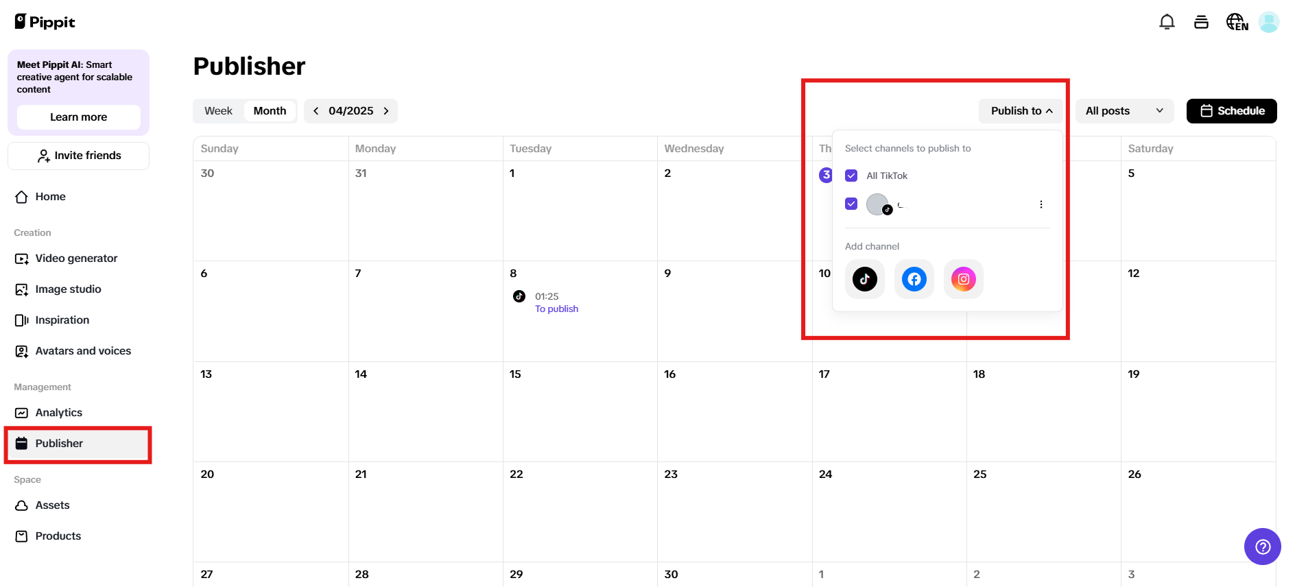 Direct social media publishing