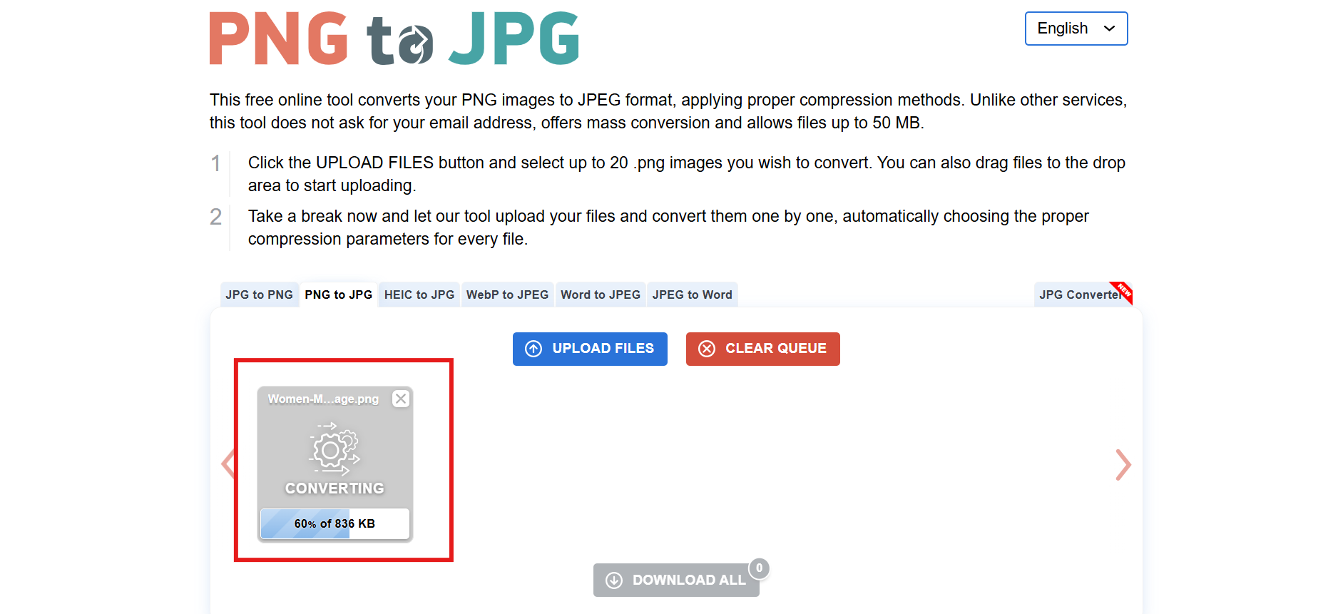 Convert PNG to JPG format