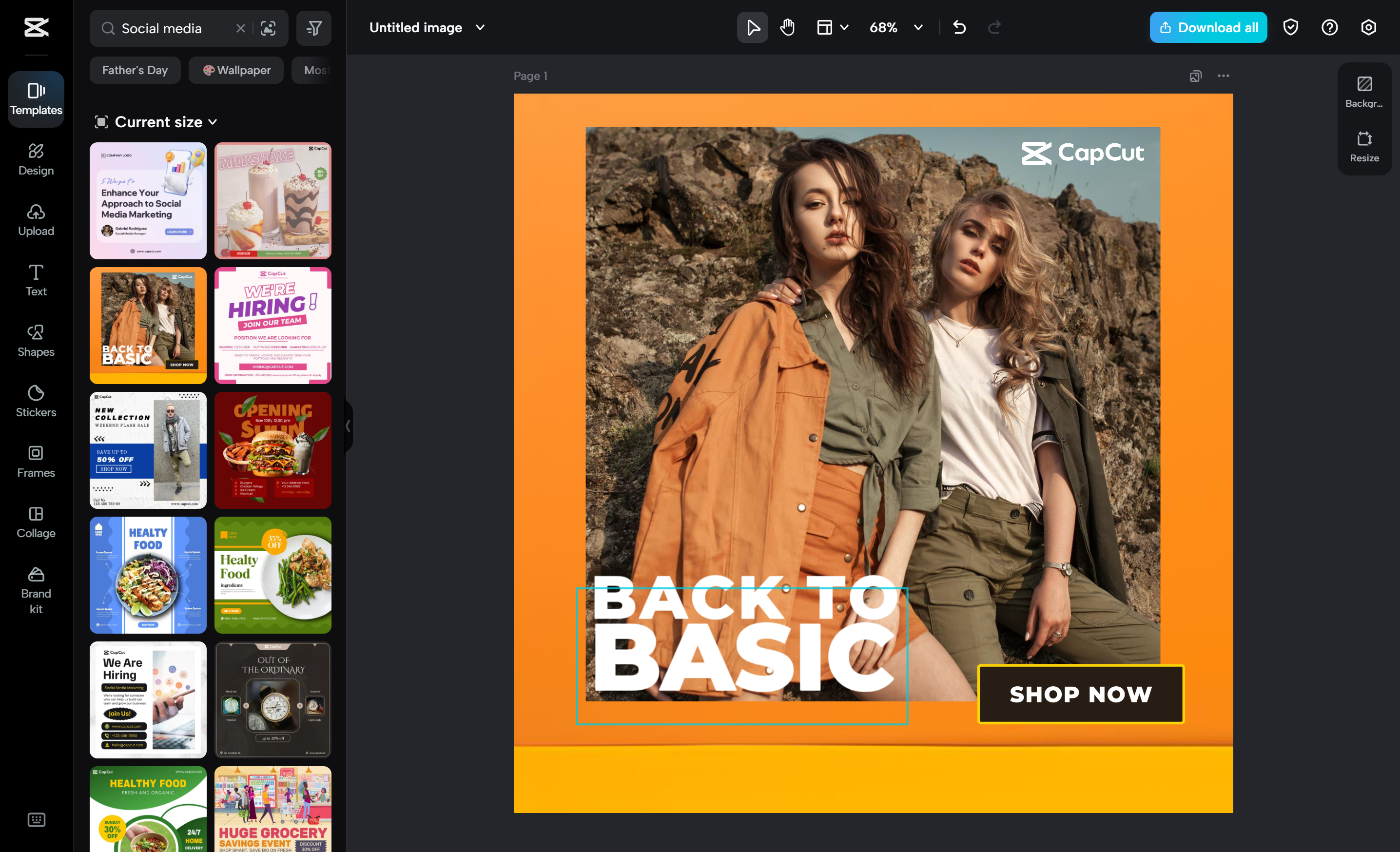 Mga flyer para sa anunsyo sa social media sa CapCut