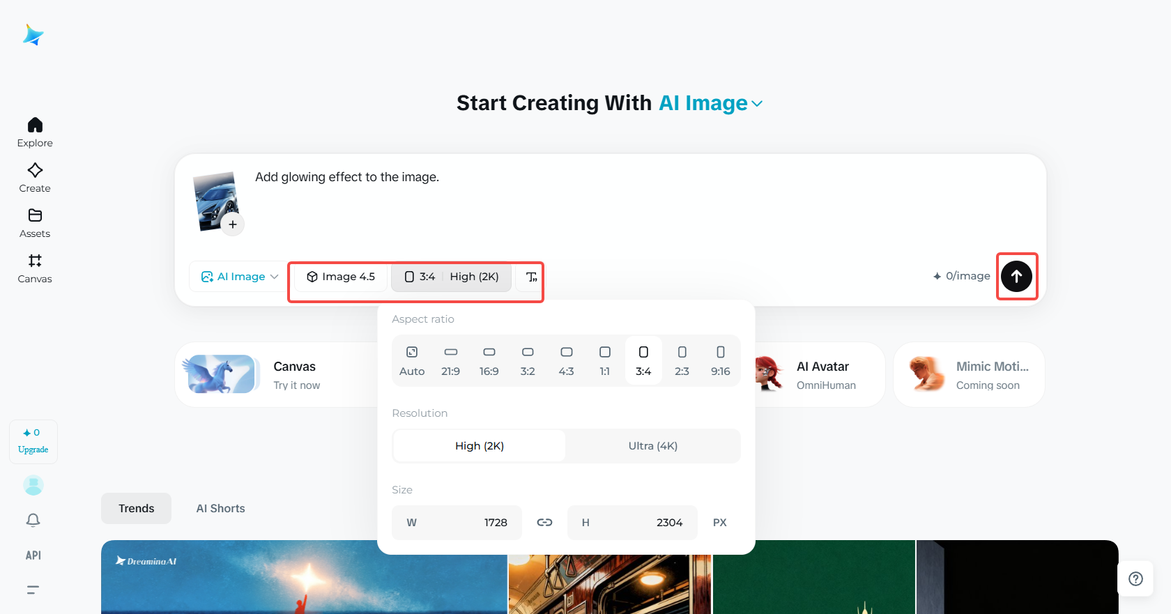เพิ่มเอฟเฟกต์เรืองแสงให้กับภาพถ่ายด้วย AI ใน Dreamina