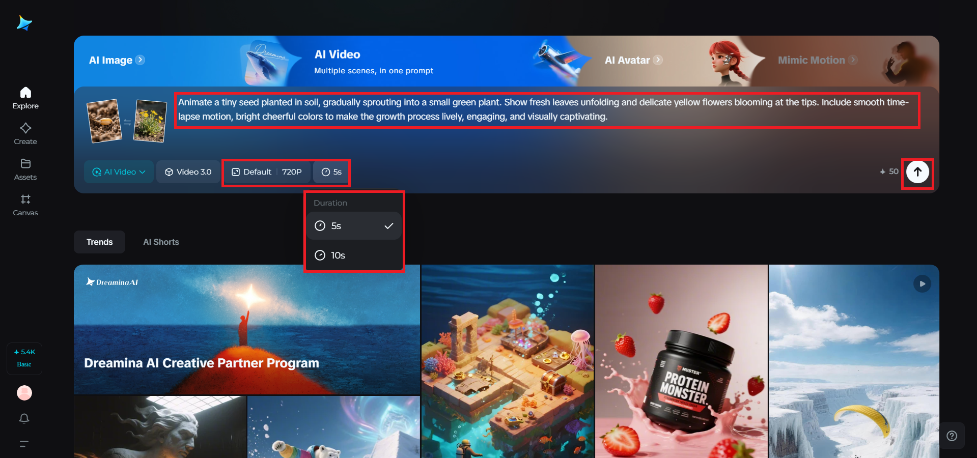Write a prompt and generate a video