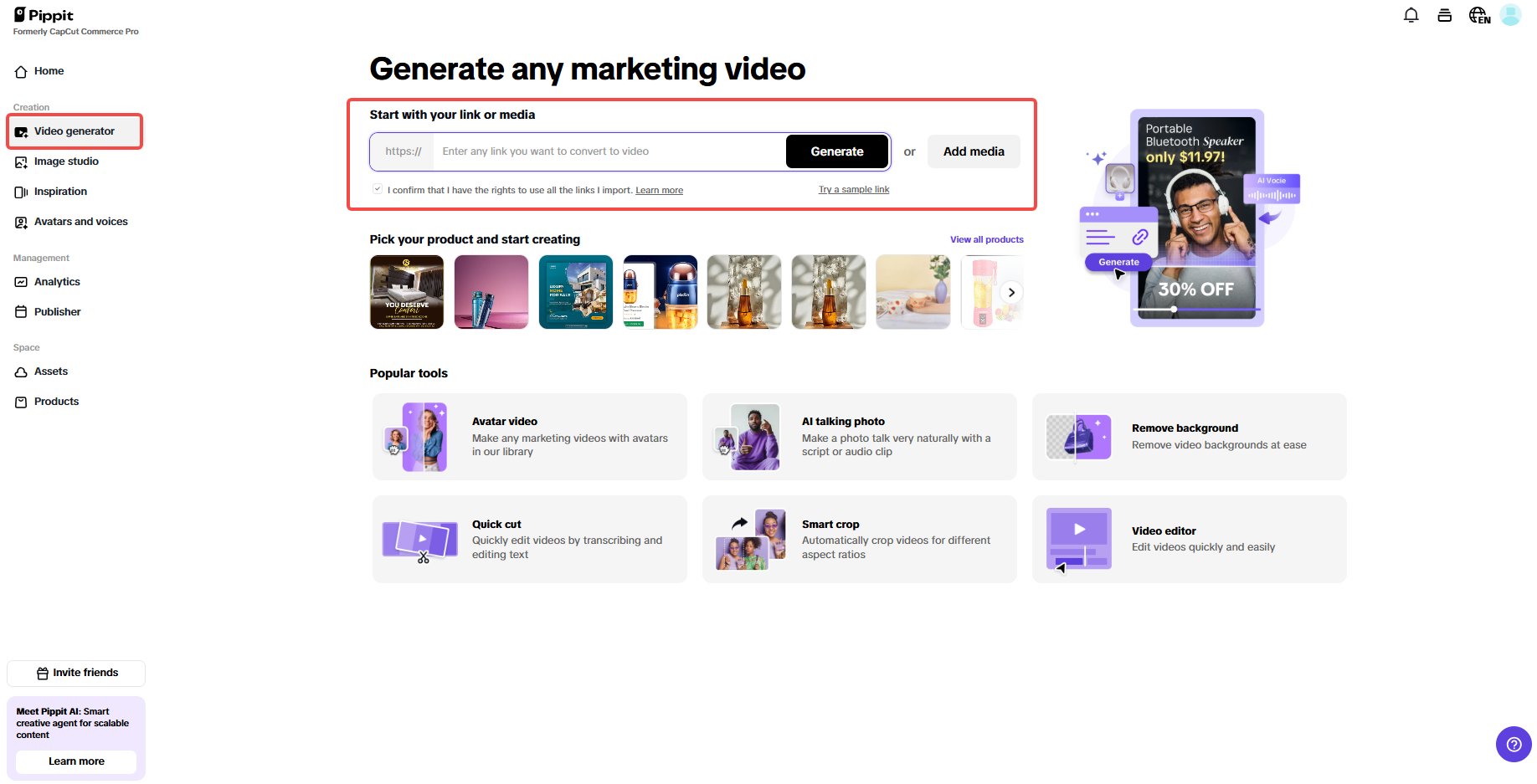 Open the video generator