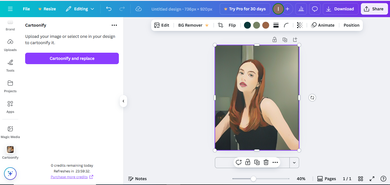 Canva - the ideal tool to turn an image into a cartoon for free