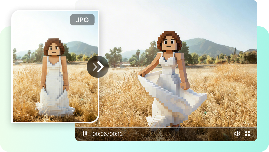 Animate a Minecraft avatar image into a video with AI