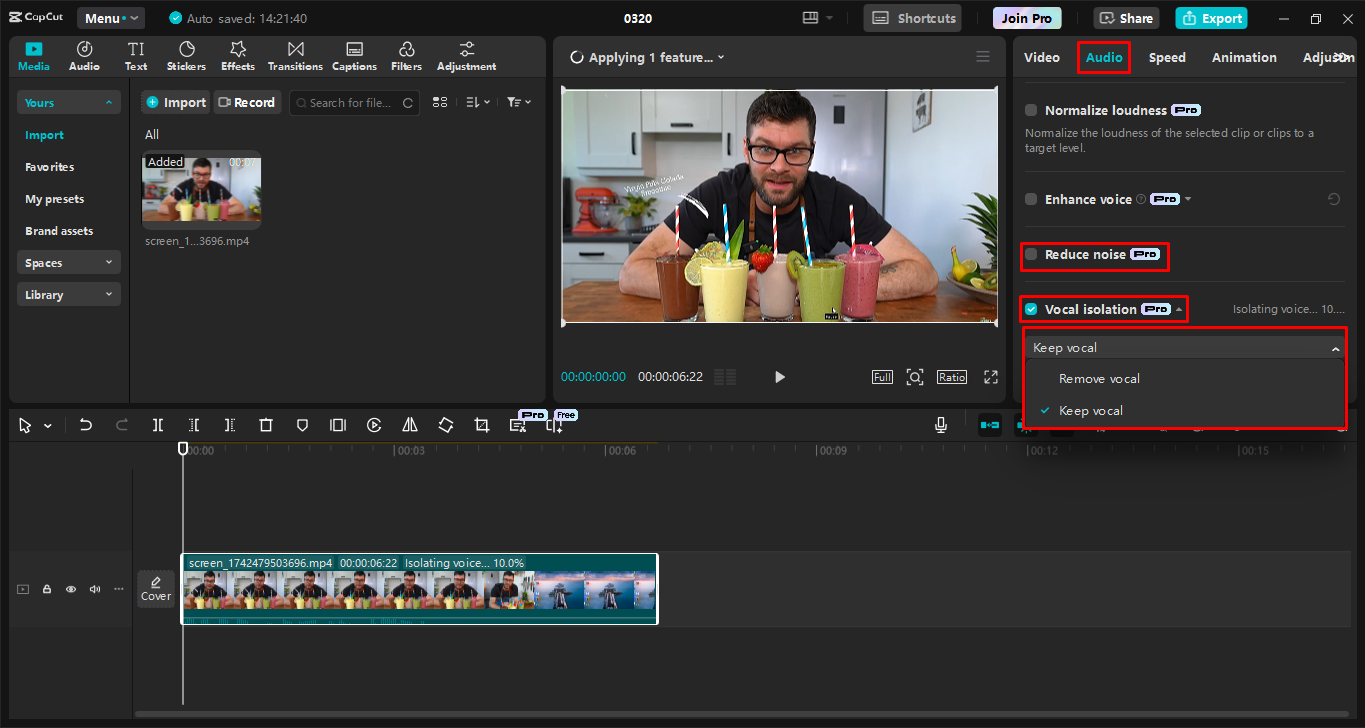 Editing screen recorded video in CapCut desktop video editor